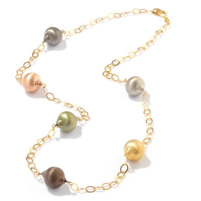 J311758 - 925 Fusion&trade; 32" Oval Link Satin-Finish Bead Station Necklace 