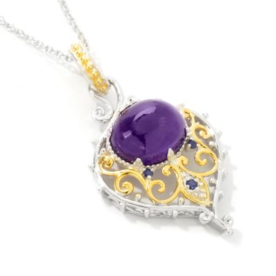 Sterling Silver / Palladium / 18K Vermeil Opaque Amethyst Pendant w/ Chain
