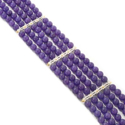 Sterling Silver / Palladium / 18K Vermeil 7.5" Purple Jade Beaded Bracelet