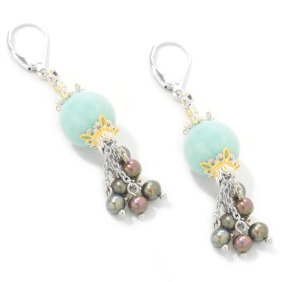 J311787 - Sterling Silver / Palladium / 18K Vermeil Gem & Saltwater Cultured Pearl Earrings