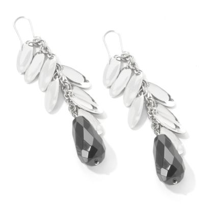 Stainless Steel Black Onyx Drop Earrings
