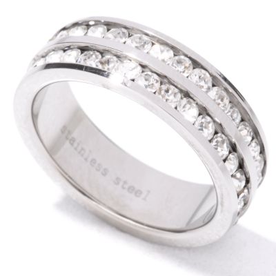 Stainless Steel Brilliante Channel Set Two-Row Band Ring