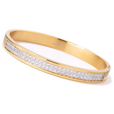 Stainless Steel / Yellow 7" Brilliante Two-Row Bangle Bracelet