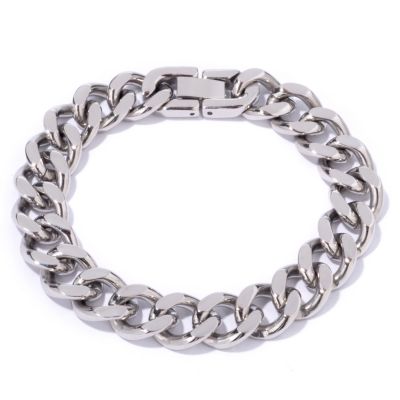 J311875 -  Stainless Steel 7.5", 8" or 8.5" Flat Curb Link Bracelet