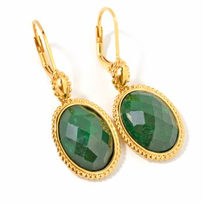 Sterling Silver / 18K Vermeil Blue or Green Opaque Sapphire Earrings