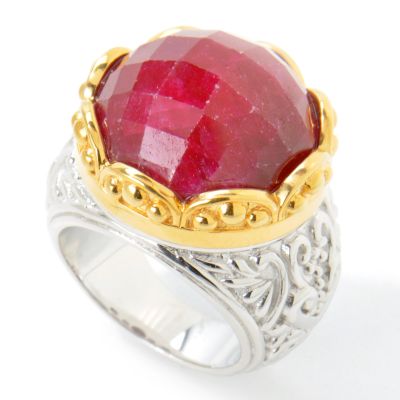 Sterling Silver / Platinum & 18K Vermeil Opaque Ruby "Royale" Ring