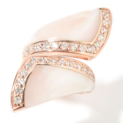 Sterling Silver / 18K Rose Vermeil Pink Mother of Pearl Bypass Ring