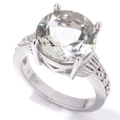 Stainless Steel Green Amethyst Ring