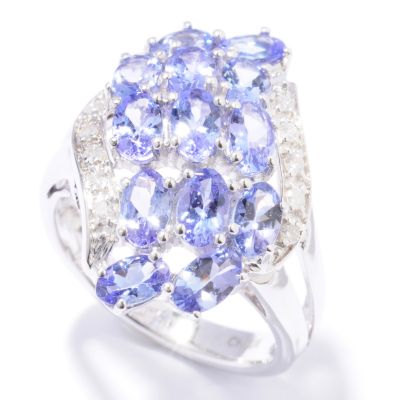 Sterling Silver / Platinum Tanzanite & Diamond Ring
