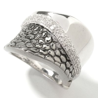 Sterling Silver / Platinum & Black Rhodium Diamond Wave Ring