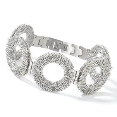Stainless Steel 8.5" Mesh Circle Link Bracelet