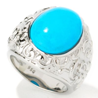 Stainless Steel Turquoise Cabochon Vine Ring