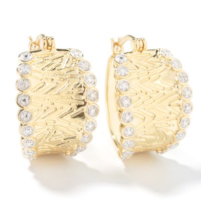 J311950 - 925 Fusion&trade; Concave Etched Diamond Accent Hoop Earrings