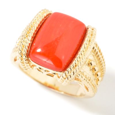 925 Fusion™ Etruscan-Style Cushion Gem Cabochon Ring