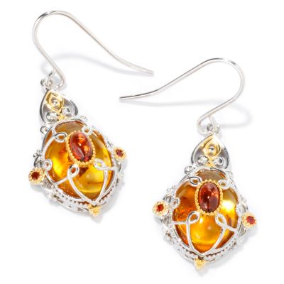 Sterling Silver / Palladium / 18K Vermeil Amber Louis XVI-Style Earrings