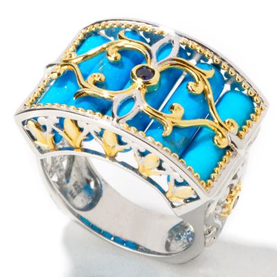 Sterling Silver / Palladium / 18K Vermeil Cylinder Howlite & Sapphire Ring