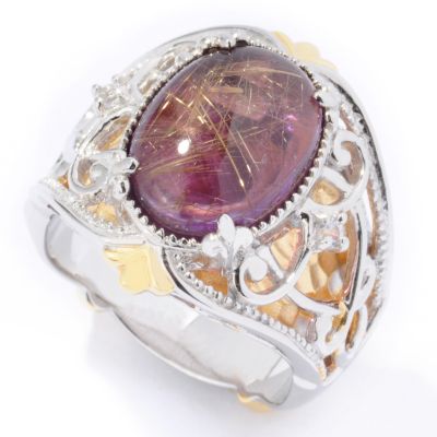 Sterling Silver / Palladium / 18K Vermeil Rutilated Amethyst Doublet Ring