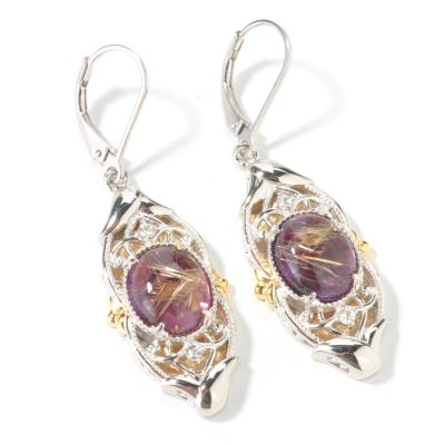 Sterling Silver / Palladium / 18K Rutilated Amethyst Doublet Earrings
