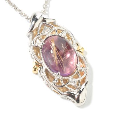 Sterling Silver / Palladium / 18K Rutilated Gem Doublet Pendant w/ Chain
