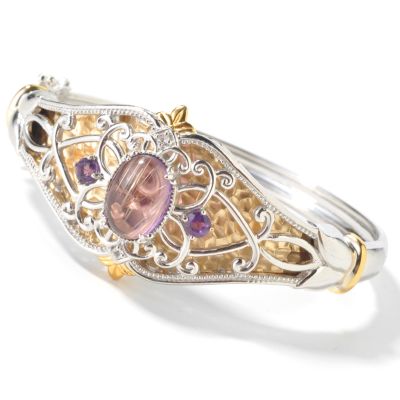 Sterling Silver / Palladium / 18K 7" Rutilated Amethyst Doublet Bracelet