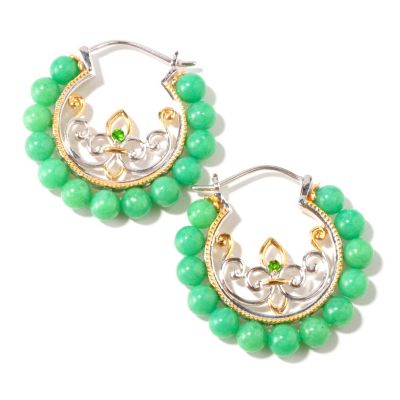 J311994 - Sterling Silver / Palladium / 18K Vermeil Opaque Gem Choice Hoop Earrings