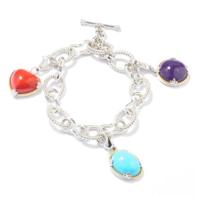 Sterling Silver / Palladium / 18K Vermeil 7.75" Opaque Gem Charm Bracelet