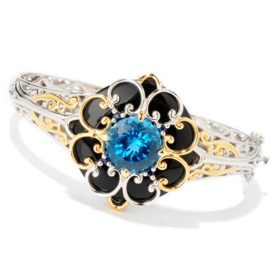 Sterling Silver / Palladium / 18K Vermeil 7" Onyx & Ceylon Topaz Bracelet