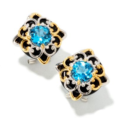 Sterling Silver / Palladium / 18K Vermeil Onyx & Ceylon Topaz Earrings