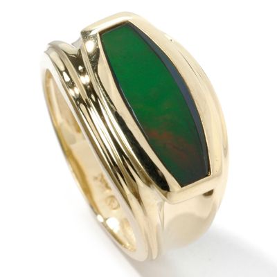 14K Gold Faceted Ammolite Ring