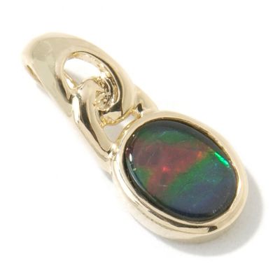 14K Gold Oval Ammolite Pendant