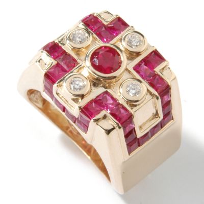 14K Gold Ruby & Diamond Ring