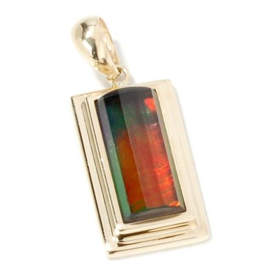 14K Gold Ammolite Lantern Pendant