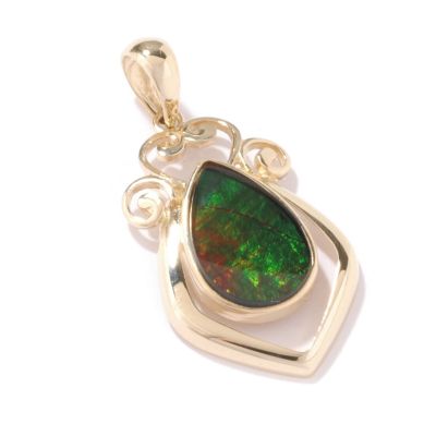 14K Gold Ammolite Pendant