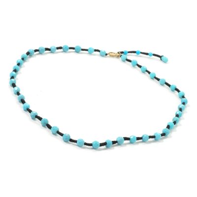 J313166 - 14K Gold 18.5" Turquoise Beaded Necklace w/ 2.5" Extender