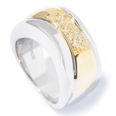 Sterling Silver / 14K Gold Diamond Concave Ring