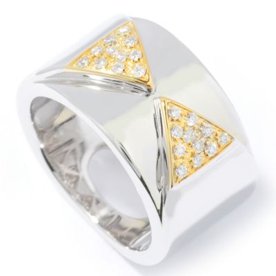 J313220 - Sterling Silver / 14K Gold Diamond Arrows Ring