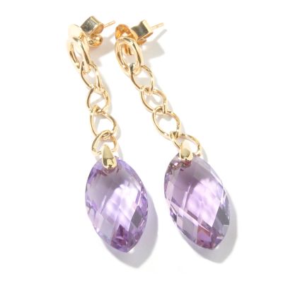 14K Gold Amethyst Drop Earrings