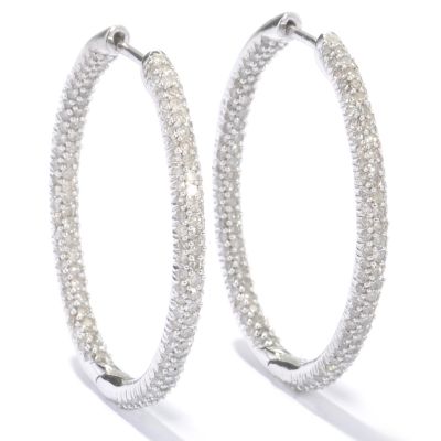 J313358 - 14K White or Yellow Gold 2.00ct Diamond Hoop Earrings