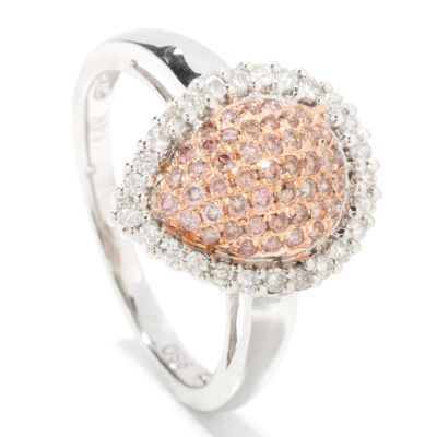 J313403 - 14K White / Rose Gold Diamond Tear Drop Ring
