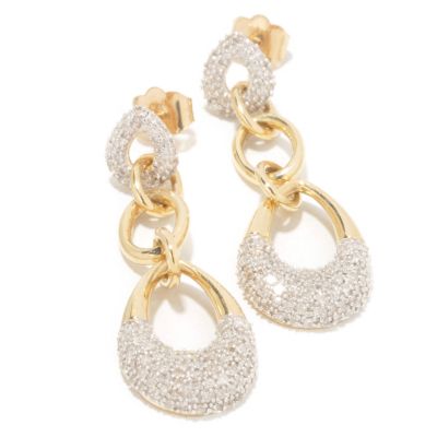 14K Gold Diamond Drop Dangle Earrings