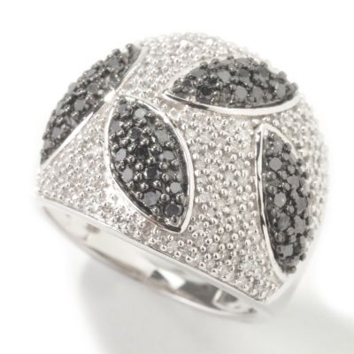 14K White Gold 1.06ct Black & White Diamond Leaves Design