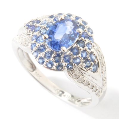 14K White Gold Sapphire & Diamond Ring