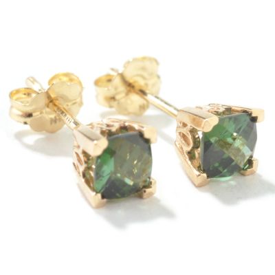 14K Gold Green Tourmaline Stud Earrings