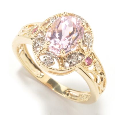 J313549 - 14K Gold Kunzite, Pink Sapphire & Diamond Ring