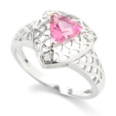 14K White Gold Rubellite & Diamond Ring