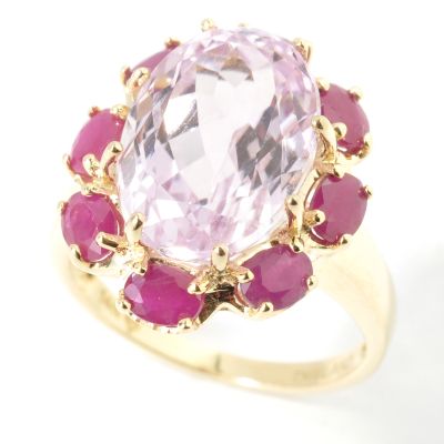 J313730 - 14K Gold Kunzite & Ruby Ring