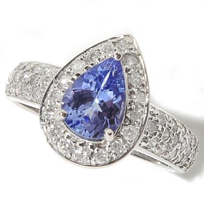 14K White Gold Tanzanite & Diamond Ring