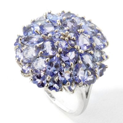 14K White Gold Tanzanite Cluster Ring