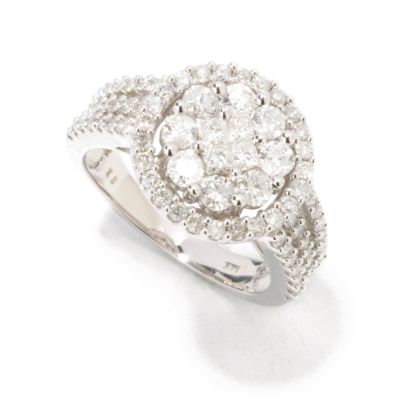 14K White Gold 150ct Diamond Flower Cluster Ring 67492