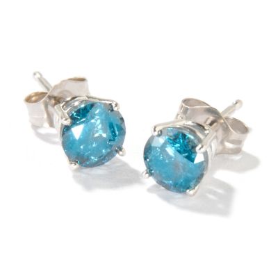 J313835 - 14K White Gold 1.00ct Blue Diamond Stud Earrings